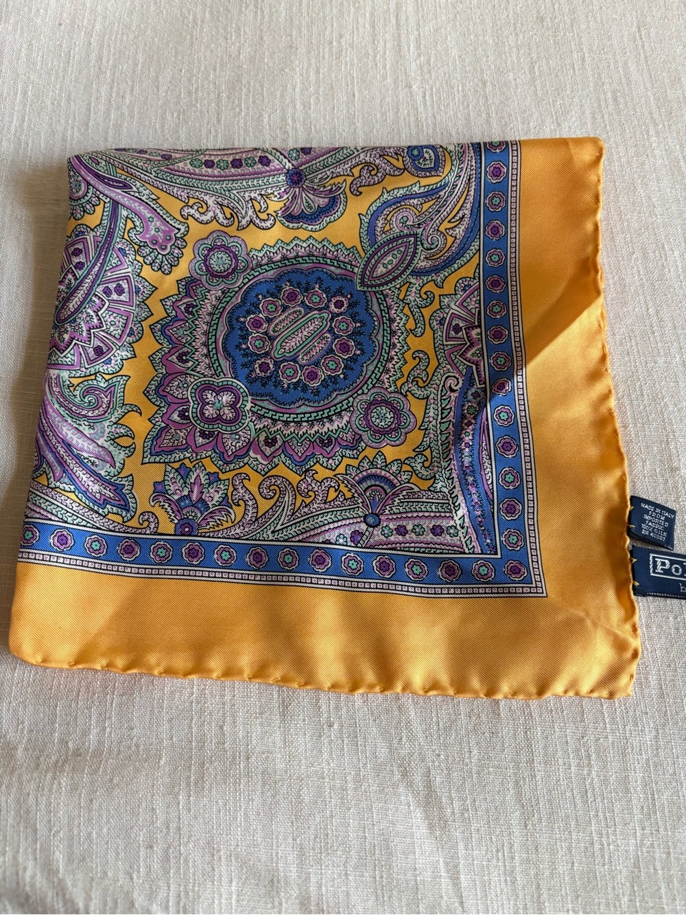 Polo Ralph Lauren silk men’s pocket square vintage - Picture 1 of 4
